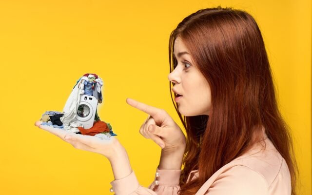 laundry, clothes, woman, miniature, washing, cleaning, washing machine, girl, pointing, gesture, concept, laundry, laundry, laundry, washing machine, washing machine, washing machine, washing machine, washing machine