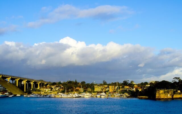 bridge, river, gladesville bridge, parramatta, landscape, clouds, nature, sky, blue, blue sky, scenic, boat, gladesville, sydney
